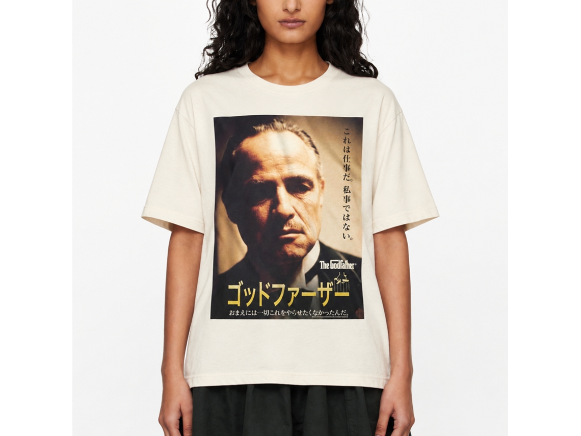 Rockinstone Godfather Poster Solid Natural Adult T-shirt Size:m