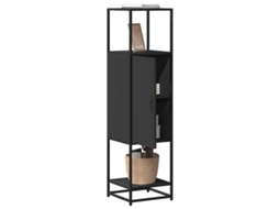 Armario alto 35,5x35x139 cm Derivados de madera y metal Negro