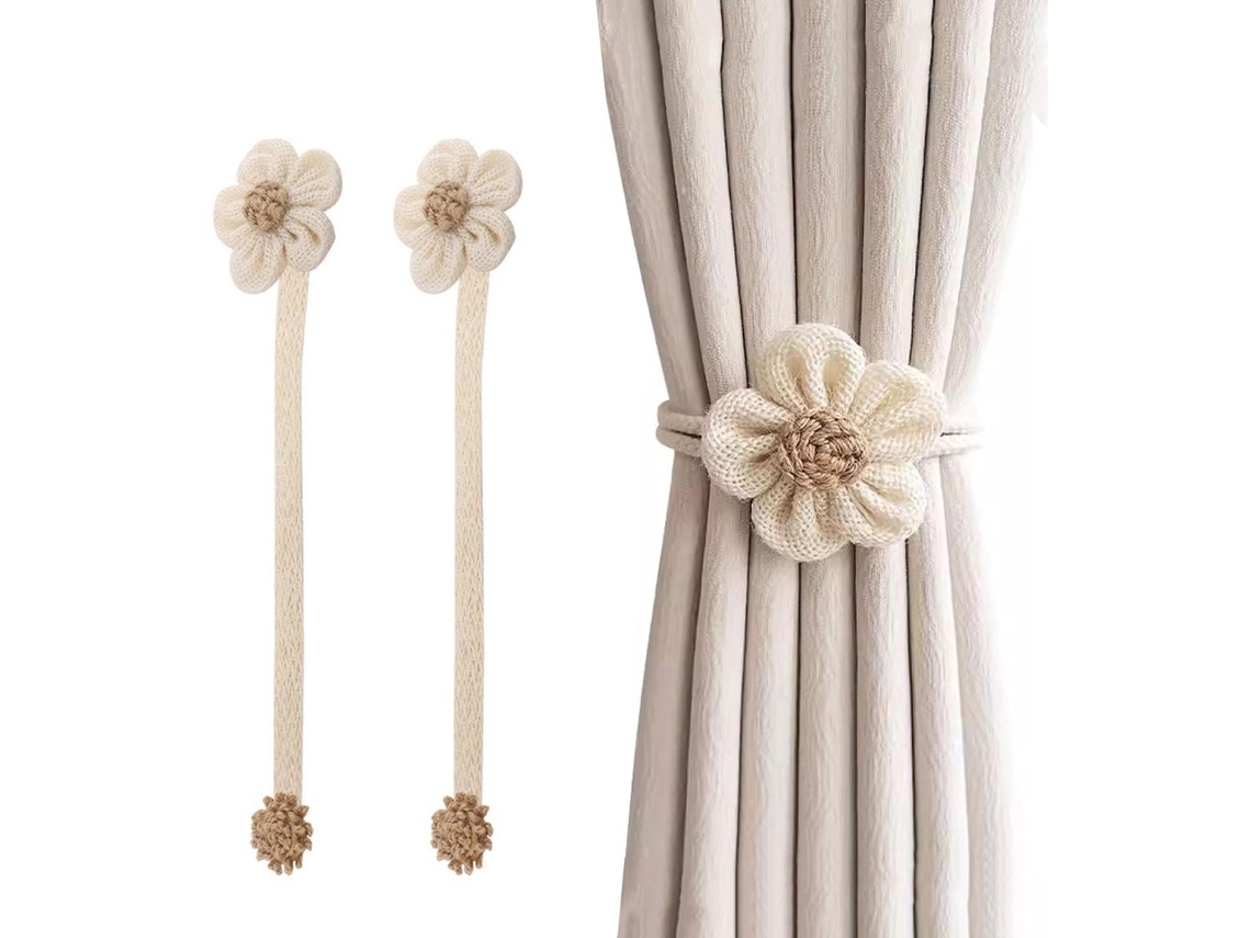 2 Peças, Presilhas Para Cortina De 40 Cm Com Fivelas, Fitas Trançadas E Fecho Magnético Para Decoração De Interiores, Com Cordão