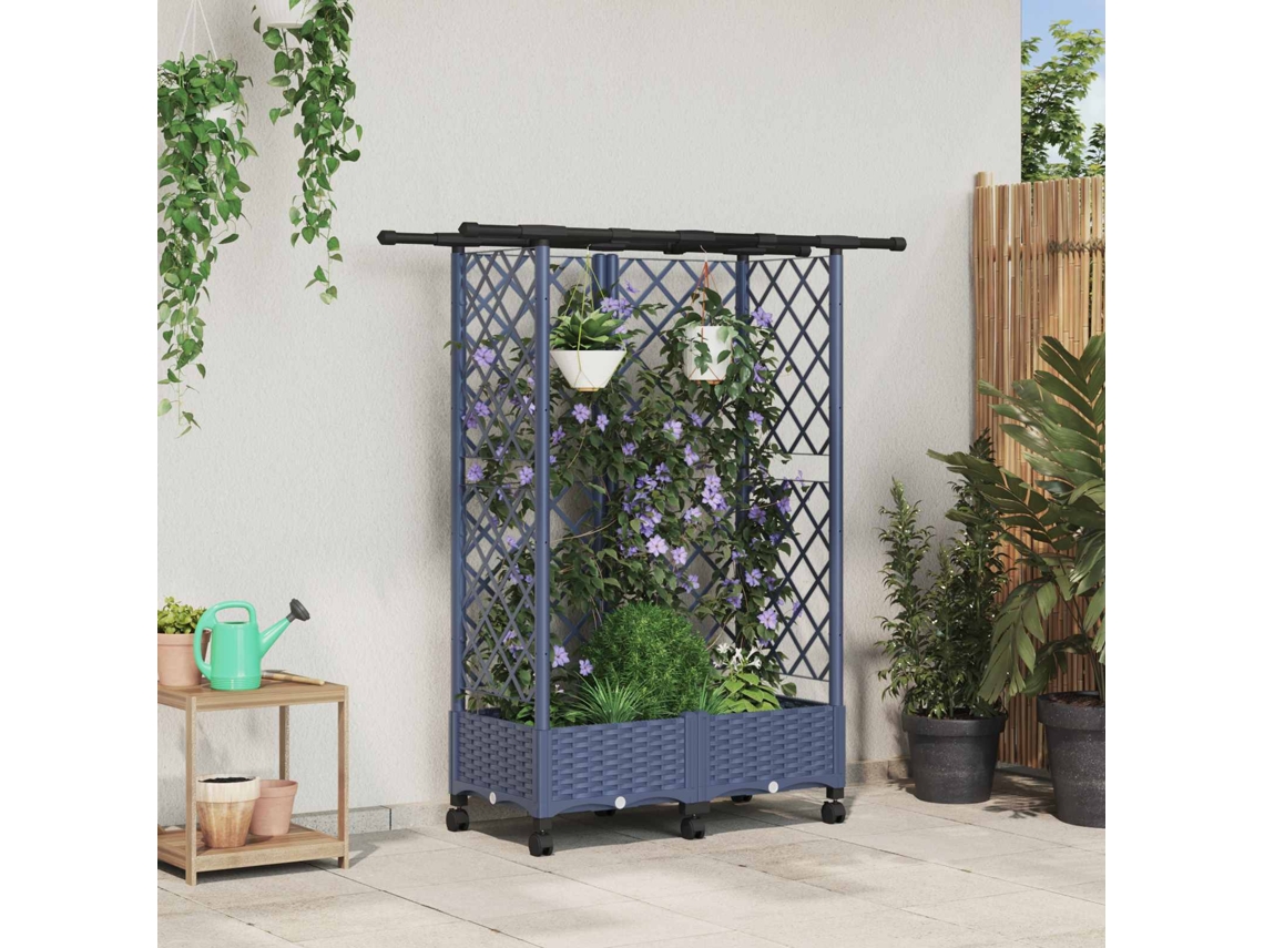 Vidaxl Cama Elevada Com Treliça E Telhado Cinzento 124 X 40 X 127 Cm