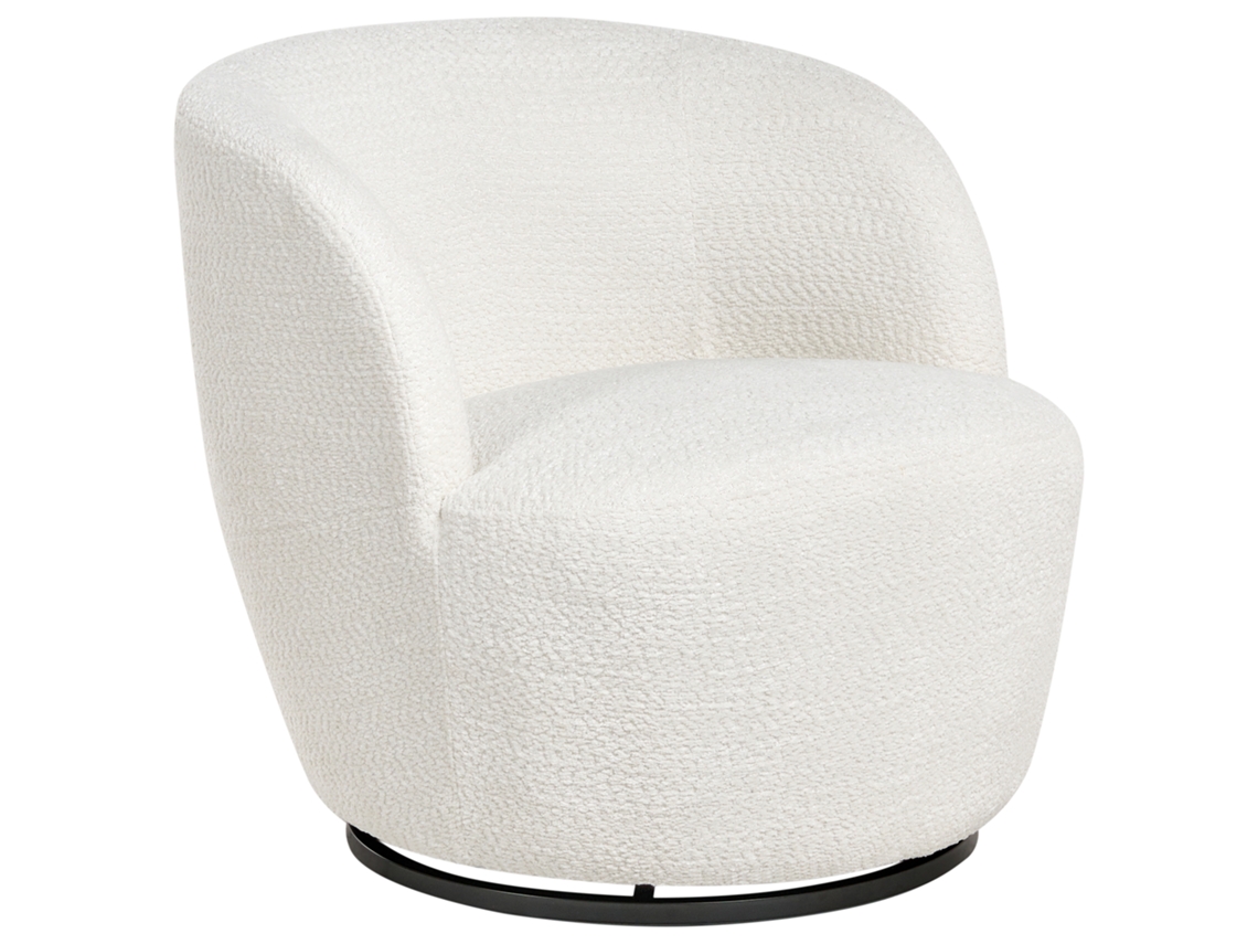 Poltrona Giratória Beliani Kuolpa De Chenille Branco Creme 67x75x69