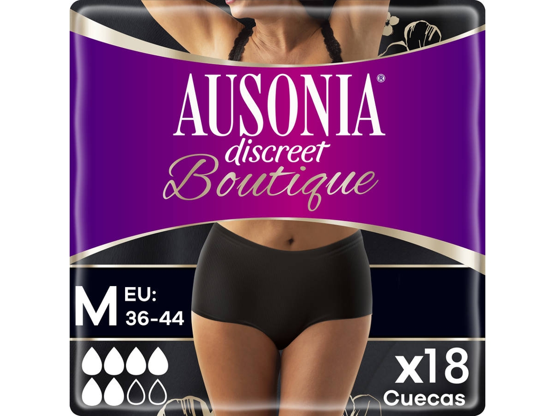 Cuecas de IncontinÃªncia AUSONIA Discreet Boutique Preto 18 Un (2x9)