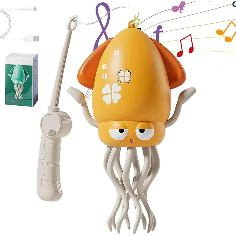 Polvo Dançarino Elétrico (amarelo), Com Desvio Automático De Obstáculos E Música Em Led.