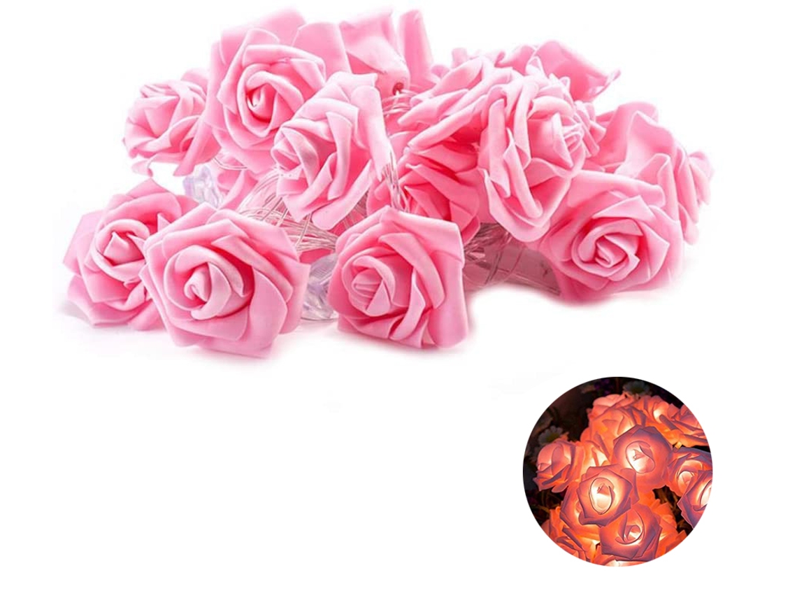 Lights4Fun 2X 20 Luzes de Fada Rosa Led Branco Quente Operado Por Bateria