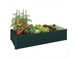 Jardineira Retangular Horta Aço Galvanizado Borda Segurança 150x70x30cm Verde