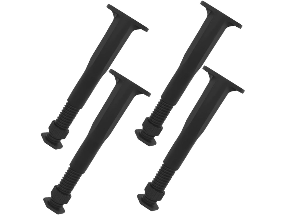 Conjunto De 4 Pés Plástico Preto Ajustáveis Para Móveis, Ideais Para Camas, Cômodas, Armários E Sofás