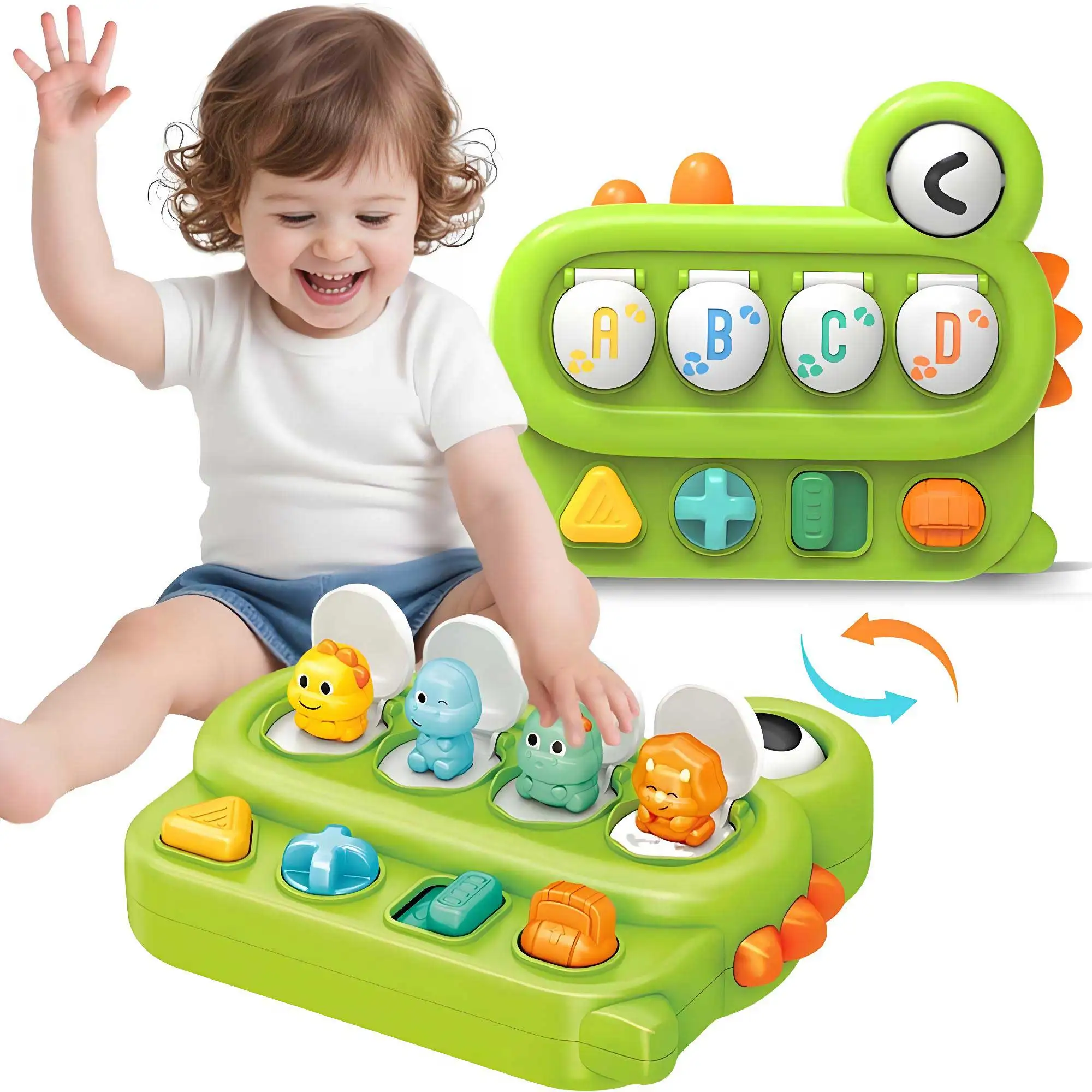 Brinquedo Interativo para Desenvolvimento Sensorial de Animais com Botão de Pressão para Bebês MDUG (verde)