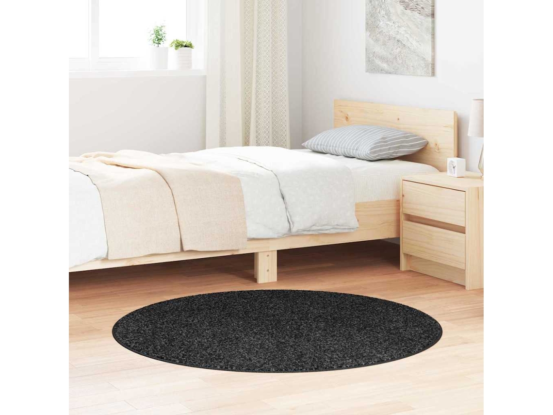 Vidaxl Tapete Shaggy Antiderrapante Cinzento Escuro 120 X 120 Cm Pp