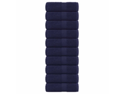 Vidaxl Toalhas Hóspedes Frogn 10pcs Azul Marinho 30x50cm 360 G/m²