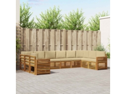 Vidaxl Conjunto De Sofá Sectional Com Almofada 10 Pcs Natural E Bege