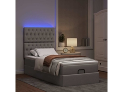 Cama Otomana com Colchão Leds Tecido Cinza Acastanhado MAISON EXCLUSIVE (90x200 cm)