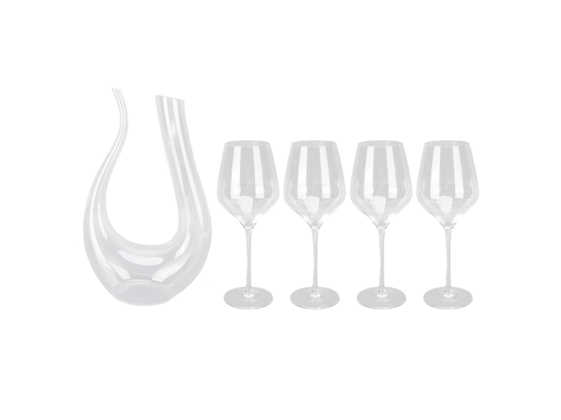 Conjunto 5 Taças de Vinho Cristal Bar Família Decantador