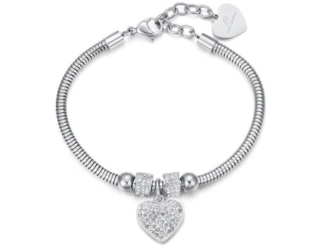 Bracelete Luca Barra Momento Bonito Aço Cristal Comprimento 16,5 3 Cm