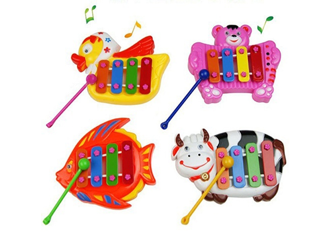 Mali brinquedo Xilofone Piano de Batida 4 Escalas com Animais de Desenho Animado para Crianças e Pets