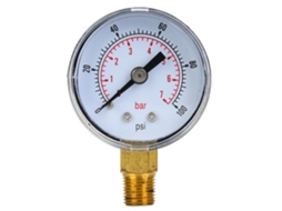 Manômetro De Pressão Mecânico 1/8" Bspt Conexão Inferior Para Ar Óleo Água 0-100psi 0-7bar
