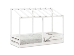 Cama Infantil com Telhado Pinho Maciço Branco MAISON EXCLUSIVE 75x190 cm