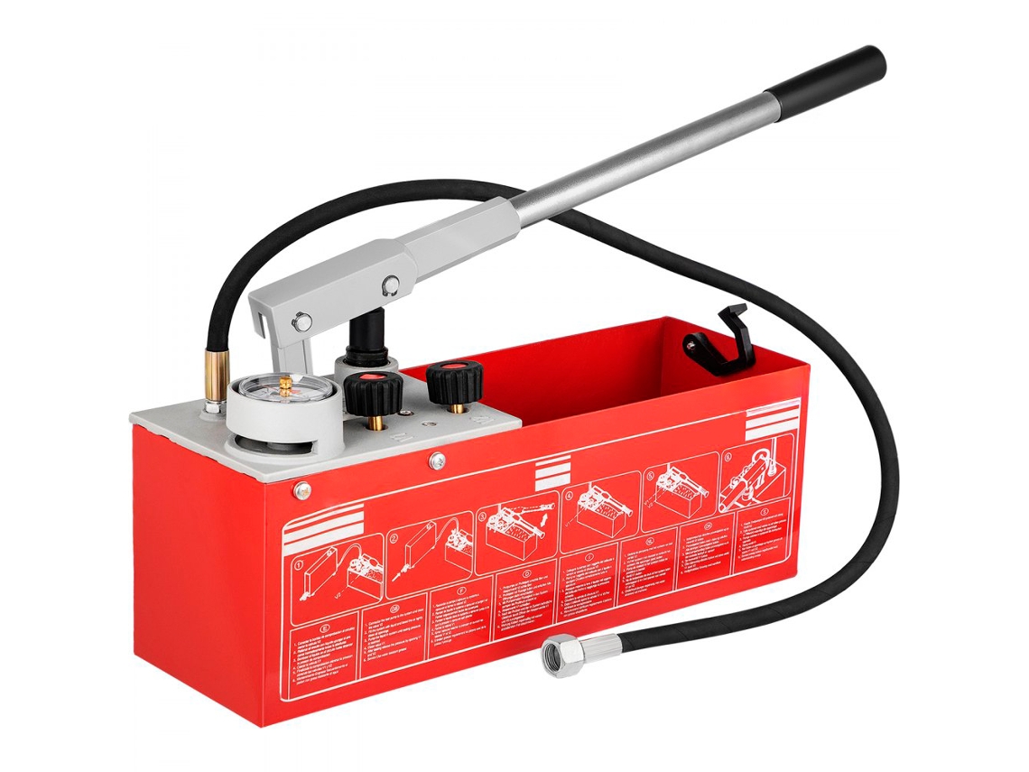 Bomba De Teste Hidrostática Manual 25 Bar Com Manômetro Duplo E Tanque 12l Tekmaquinas