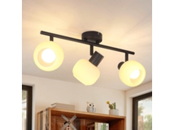 Nettlife Candeeiro De Teto Com Focos Preto E14 Vintage Vidro Interior Moderno Para Quarto E Sala De Estar, 25 W, 16,5 Cm, Orientáveis