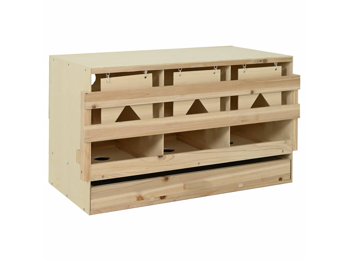 Vidaxl Ninho P/ Galinhas 3 Compartimentos 96x40x45 Cm Pinho Maciço