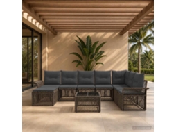 Vidaxl Conjunto De Sofá De Jardim 9 Pcs Cinzento Vime Pe