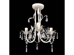 Candelabro Com Cristais Pendente Elegante Em Branco