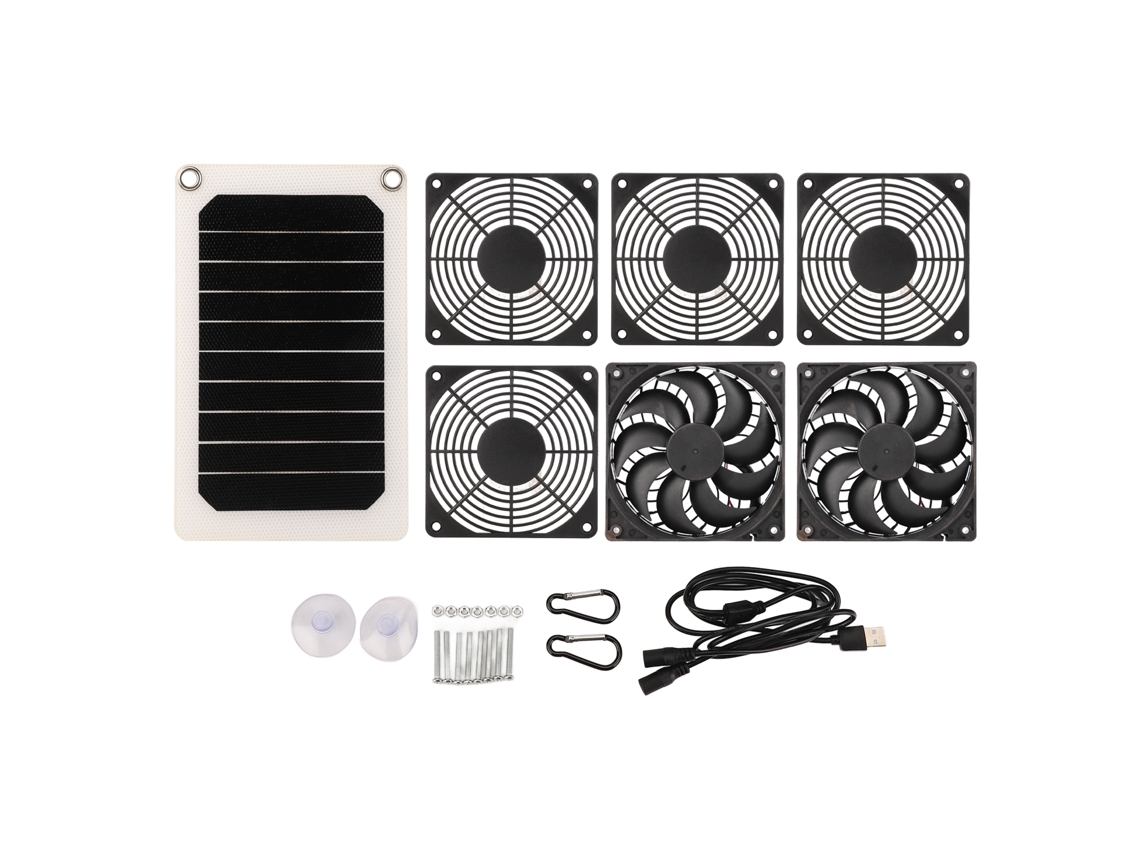 Kit de ventiladores com painel solar (dois ventiladores, à prova d'água e resistentes à temperatura)
