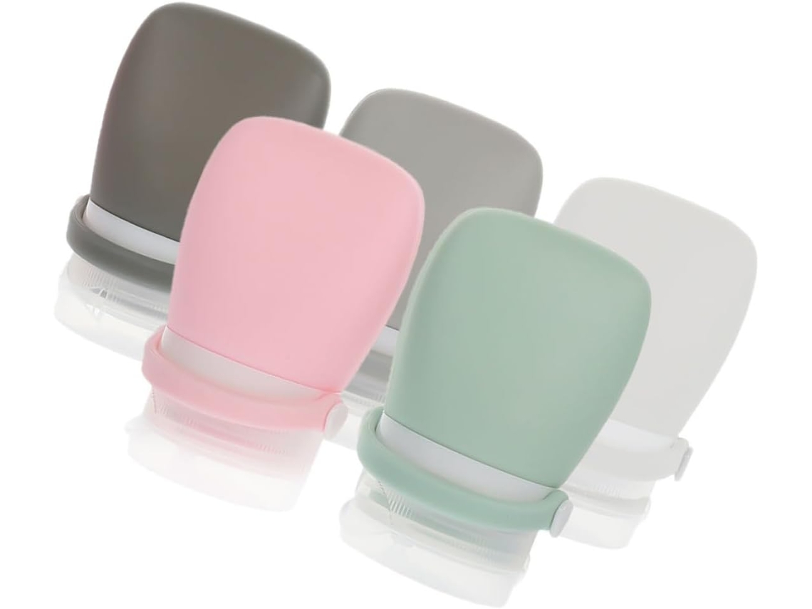 Conjunto De 5 Frascos De Silicone Recarregáveis Para Viagem, Compactos E À