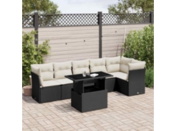 Vidaxl 7 Pcs Conjunto de Sofás P/ Jardim C/ Almofadões Vime Pe Preto