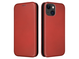 Suporte Casa Textura Fibra Para Iphone 15 Com Porta-cartões Castanho