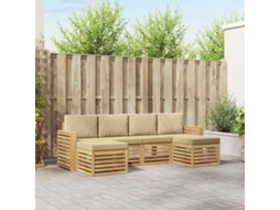 Vidaxl Conjunto De Sofás Para Exterior 6 Unid. Branco E Bege Poliéster
