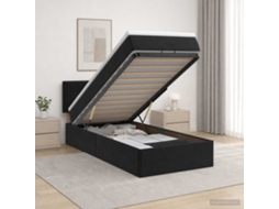 Vidaxl Cama Ottoman Com Colchão Com Cabeceira Preto 90 X 190 Cm Veludo