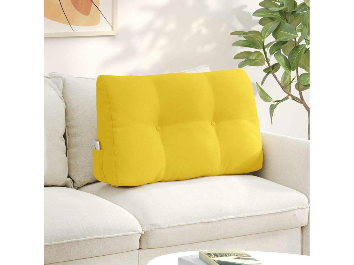 Vidaxl Travesseiro Para Costas Amarelo Claro 80 X 24 X 50 Cm Tecido