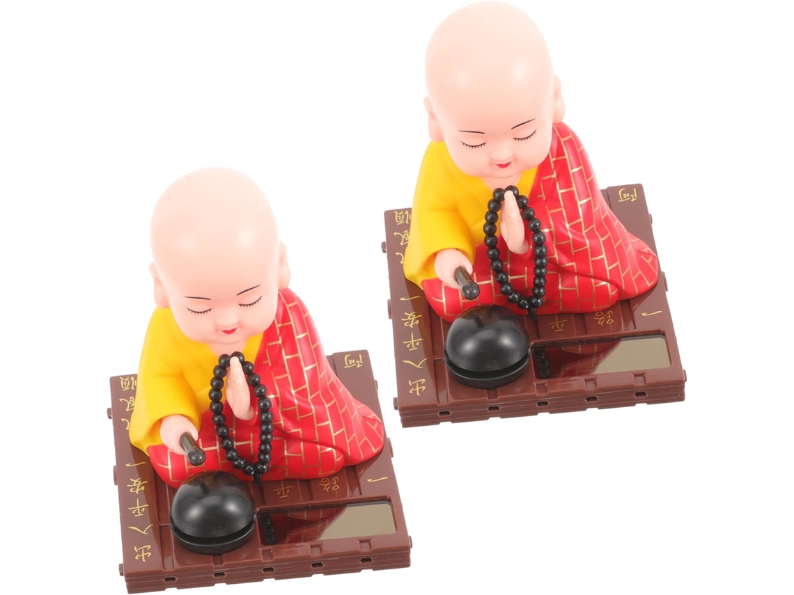 Conjunto De 2 Estatuetas De Monges Com Energia Solar Que Balançam A Cabeça, Ideais Para Carro E Escritório.