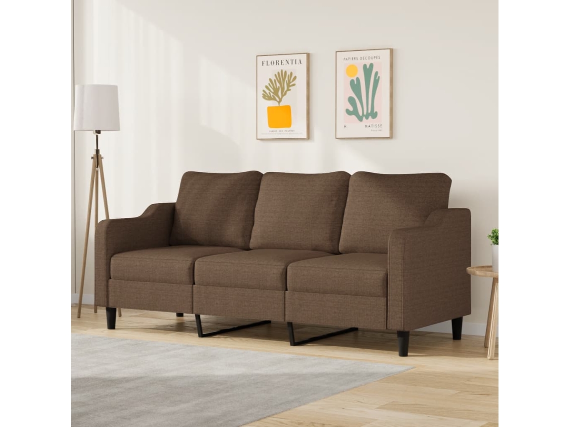 Vidaxl Sofá De 3 Lugares Tecido 180 Cm Castanho