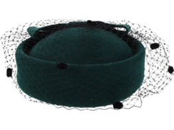 Chapéu Ciieeo Vintage De Lã Estilo Pillbox Verde Com Véu, Leve E Respirável, Estilo Britânico