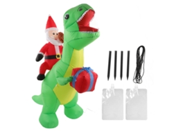 Decoração Inflável de Dinossauro de Natal com Luzes Led Fácil Inflar Jardim Quintal S/MARCA