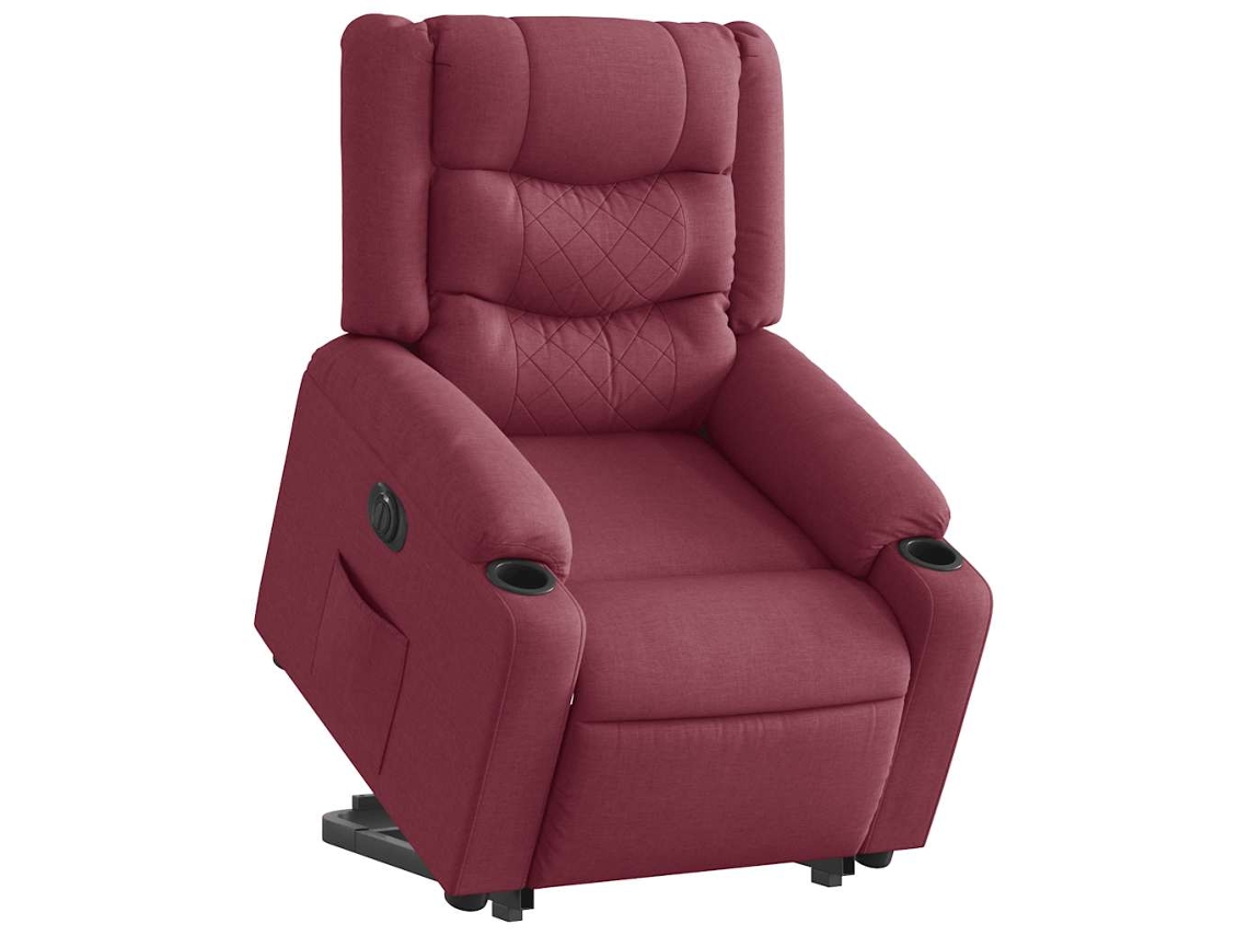 Vidaxl Poltrona Reclinável Elevatória Elétrica Tecido Vermelho-tinto