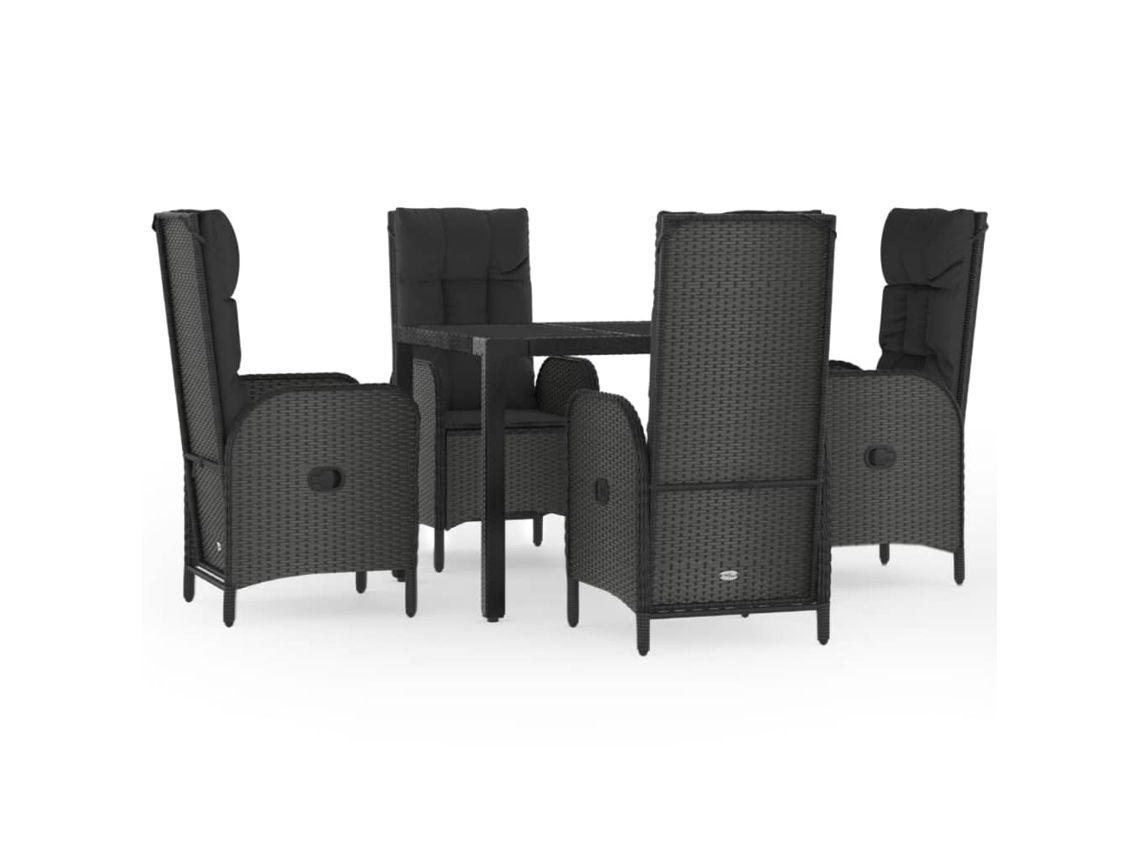 Garden Dining Set, Garden Dining Sets Vidaxl Preto Rattan / Vime (mesa Com 90 Cm De Comprimento)