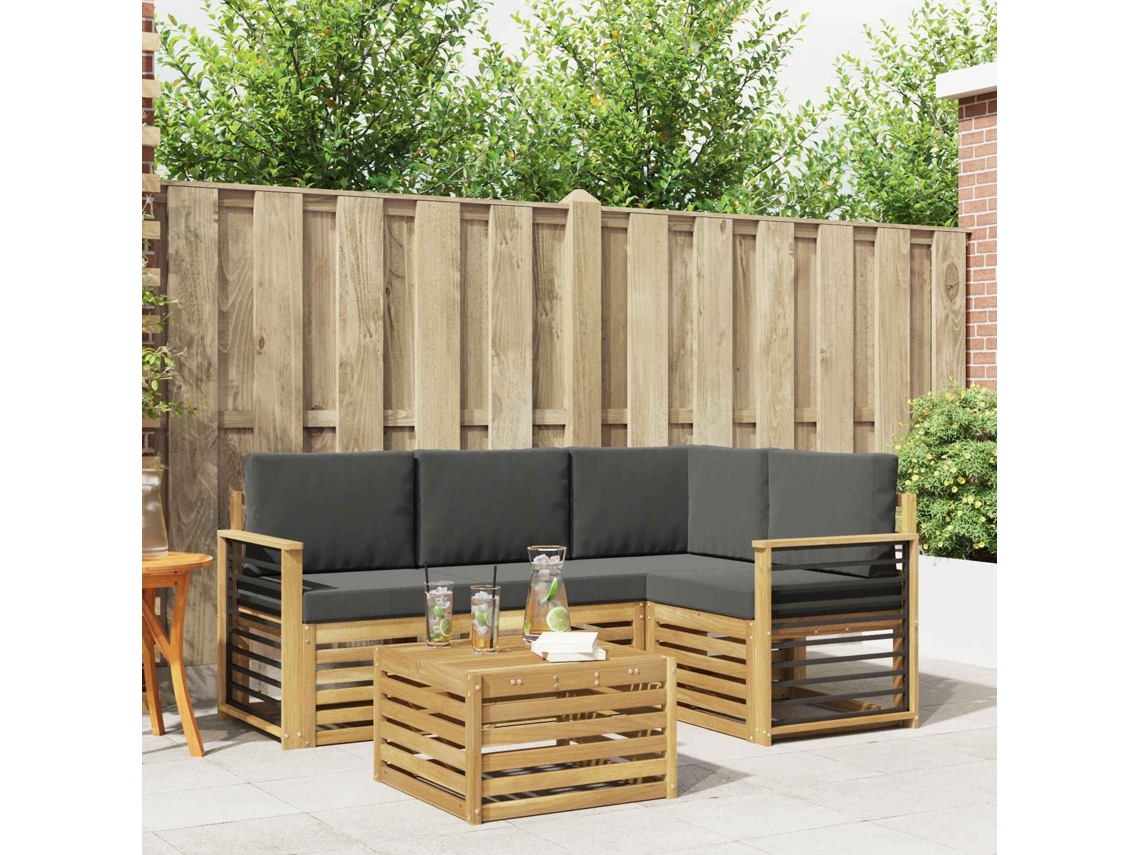 Vidaxl Conjunto De Sofás Para Exterior 5 Unid. Branco E Antracite