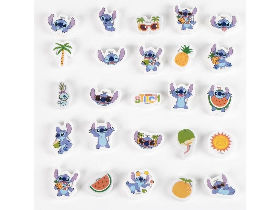Conjunto De Borrachas Stitch Multicolor 25 Peças (Outlet Caixa Aberta)