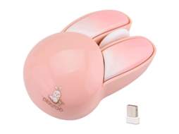 Mouse sem fio coelho YURU, leve, silencioso, conexão 2.4G, cor caramelo, rosa
