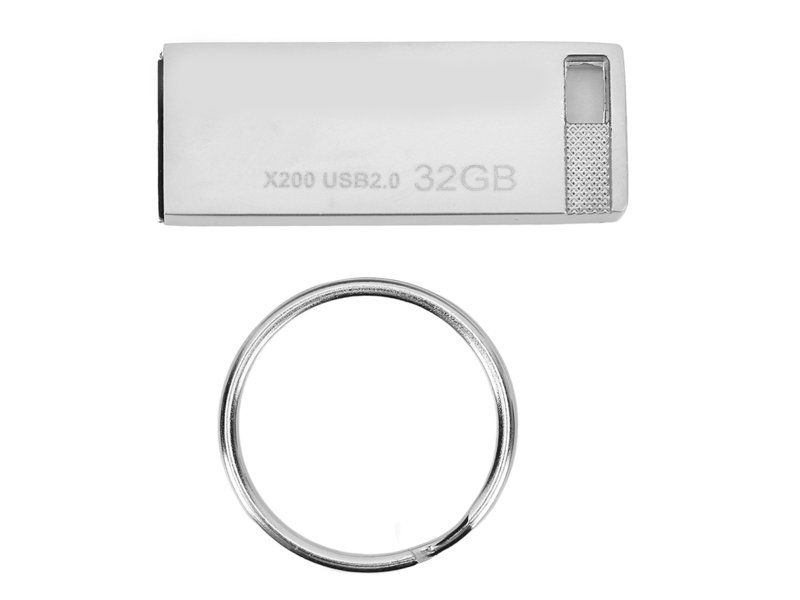Pen drive portátil de liga de zinco com interface USB 2.0 para expansão de armazenamento.