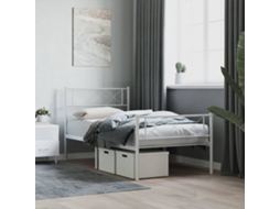 Cama De Solteirocama De Adultoestrutura De Cama Com Cabeceira E Pés 107x203 Cm Metal Branco Wsd53618