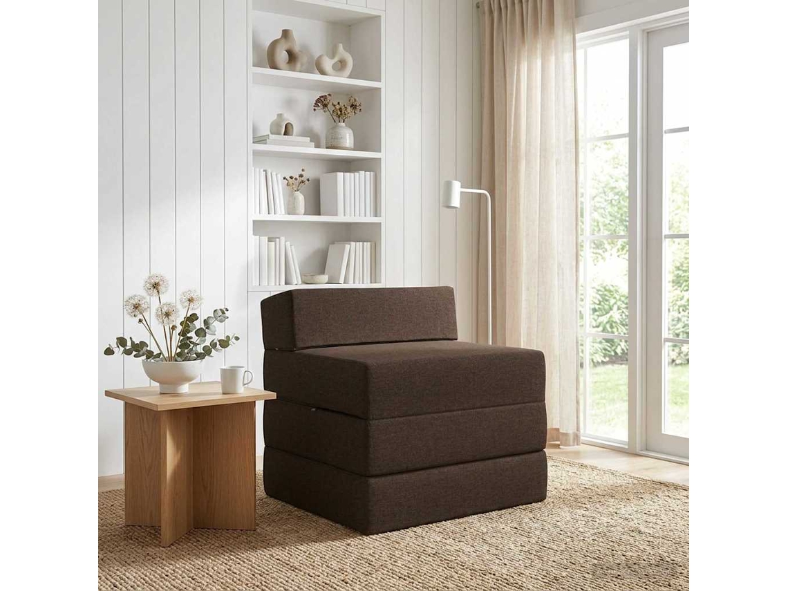 Vidaxl Sofá Cama Dobrável Cinzento-acastanhado 200 X 70 X 15 Cm Tecido