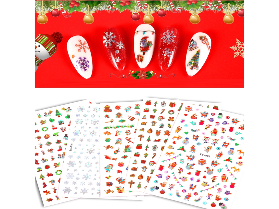 Adesivos De Unha Para Natal Autoadesivos Transferência De Água Diy Decoração De Manicure Para Mulheres E Crianças