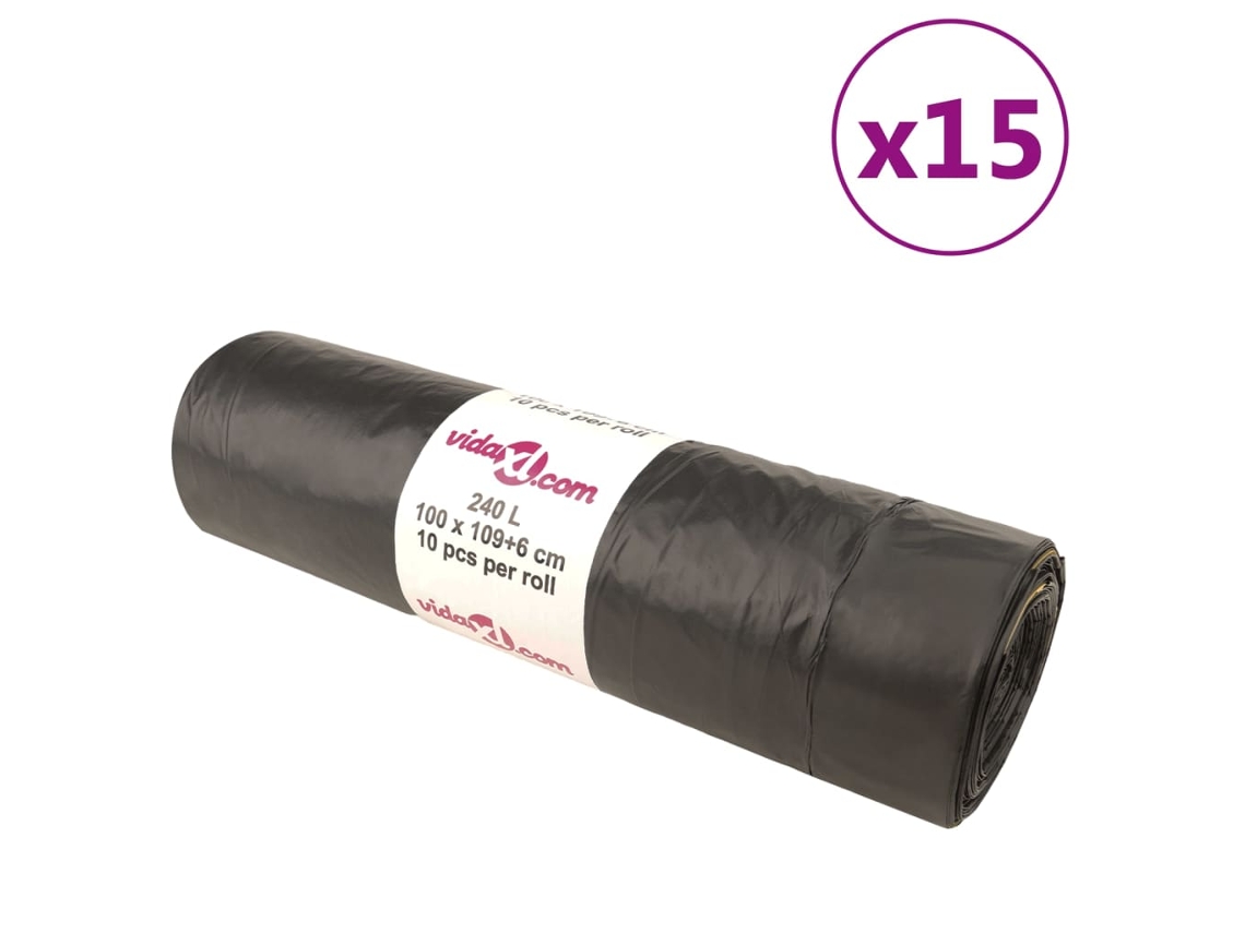 Vidaxl Sacos Do Lixo Com Atilhos 150 Pcs 240 L Preto