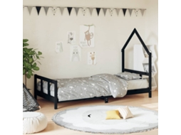 Vidaxl Estrutura De Cama Infantil 90x190 Cm Pinho Maciço Preto