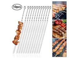 10 Espetos de Aço Inox para Churrasco Longos