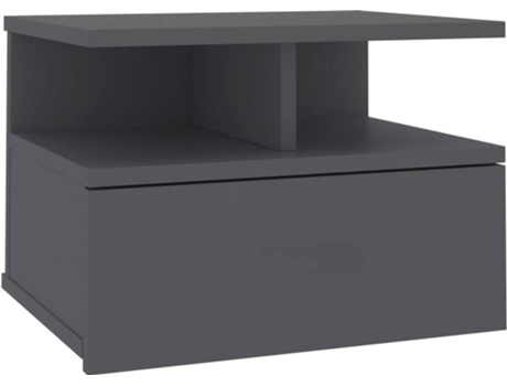 Mesa de cabeceira suspensa 40x31x27 cm contraplacado cinzento