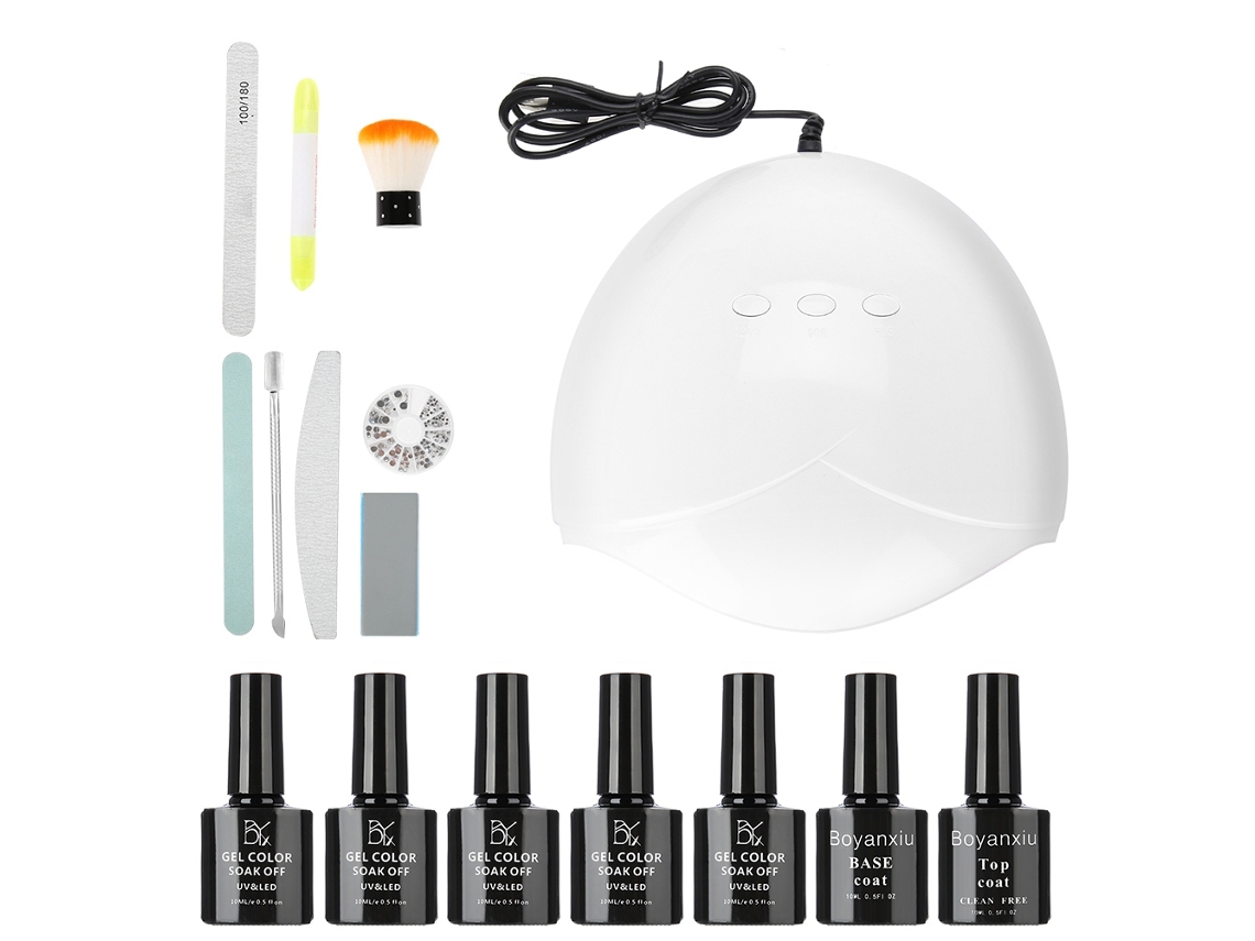 Kit De Unhas De Gel Uv Led Com Secador 36w Topbase Manicure Set 2
